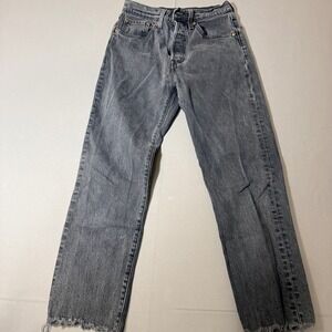 Levi's 501 Original Jeans Womens 26 Gray High Rise Straight Leg Raw Hem